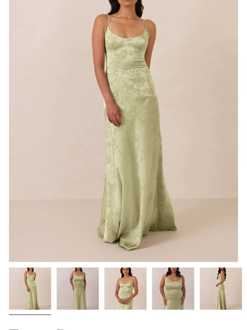 Park & Fifth Sage Green Jacquard Satin Slip Maxi Dress
